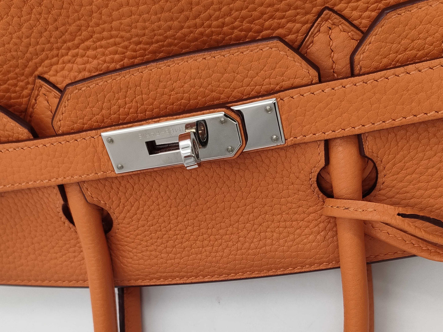 HERMES Birkin 30 Orange Silver Fittings □L Handbag