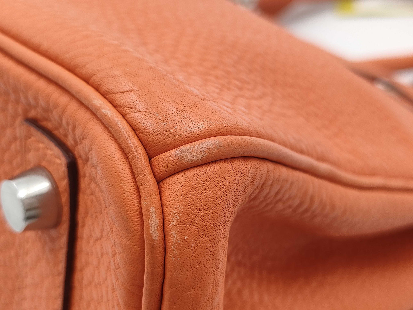 HERMES Birkin 30 Orange Silver Fittings □L Handbag