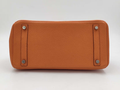 HERMES Birkin 30 Orange Silver Fittings □L Handbag