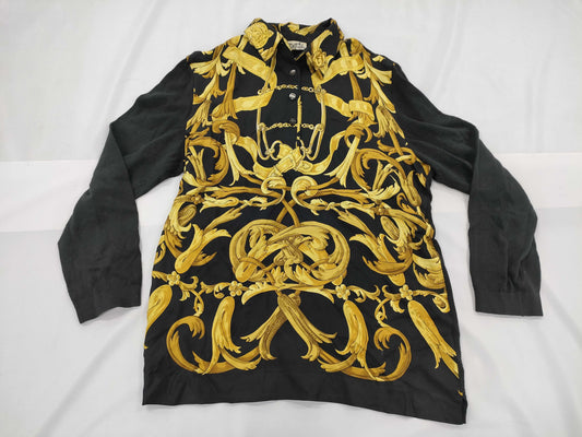 HERMES Chain Pattern Silk Shirt