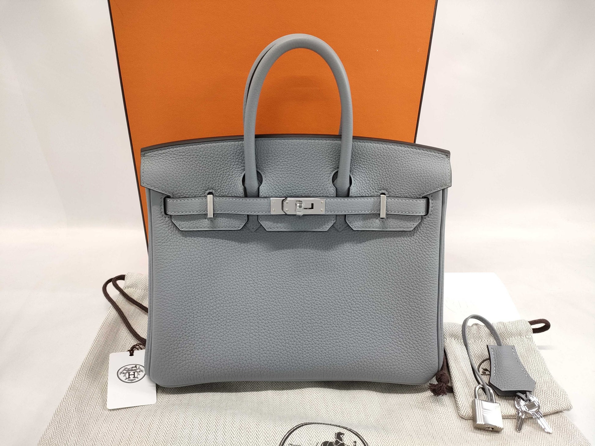 HERMES Birkin 25 Togo/Gray/SV Fittings/K-Engraved Handbag