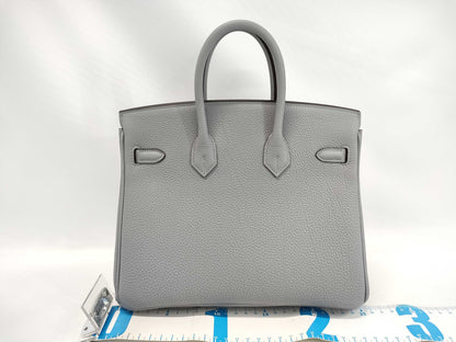 HERMES Birkin 25 Togo/Gray/SV Fittings/K-Engraved Handbag