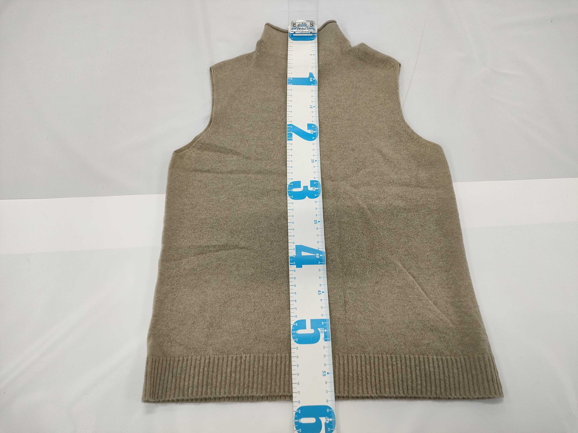 HERMES Sleeveless Turtleneck Beige Top
