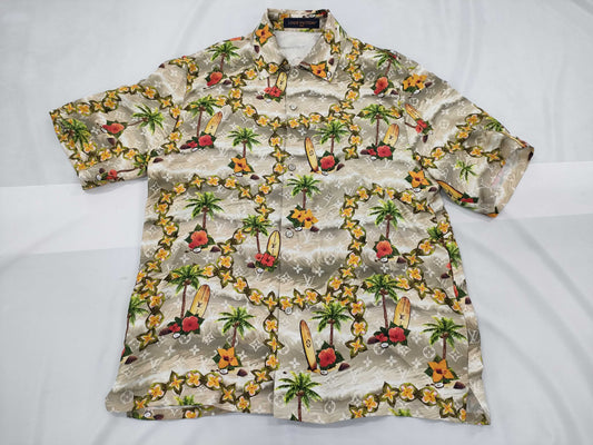 LOUIS VUITTON RM242MM Monogram Flower Silk Shirt
