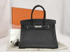 HERMES Birkin 30 Togo Black Handbag with Silver Hardware and O Stamp