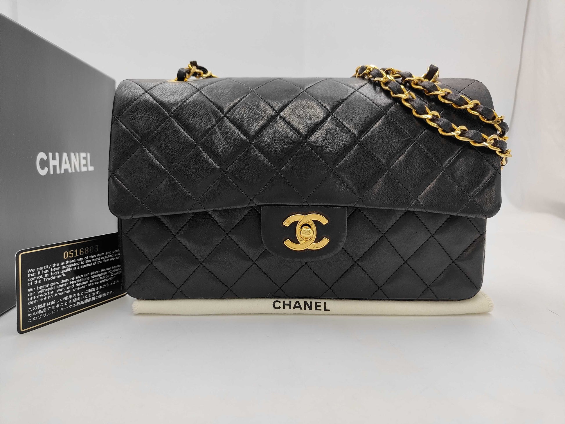 CHANEL Lambskin Matelasse Chain Shoulder Bag with Double Flap, 0 Series