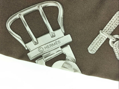 HERMES Carre Chain/Chaine Chain Pattern Brown Scarf