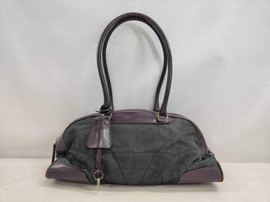 PRADA Prada Bowling Bag Nylon Leather Tote Bag