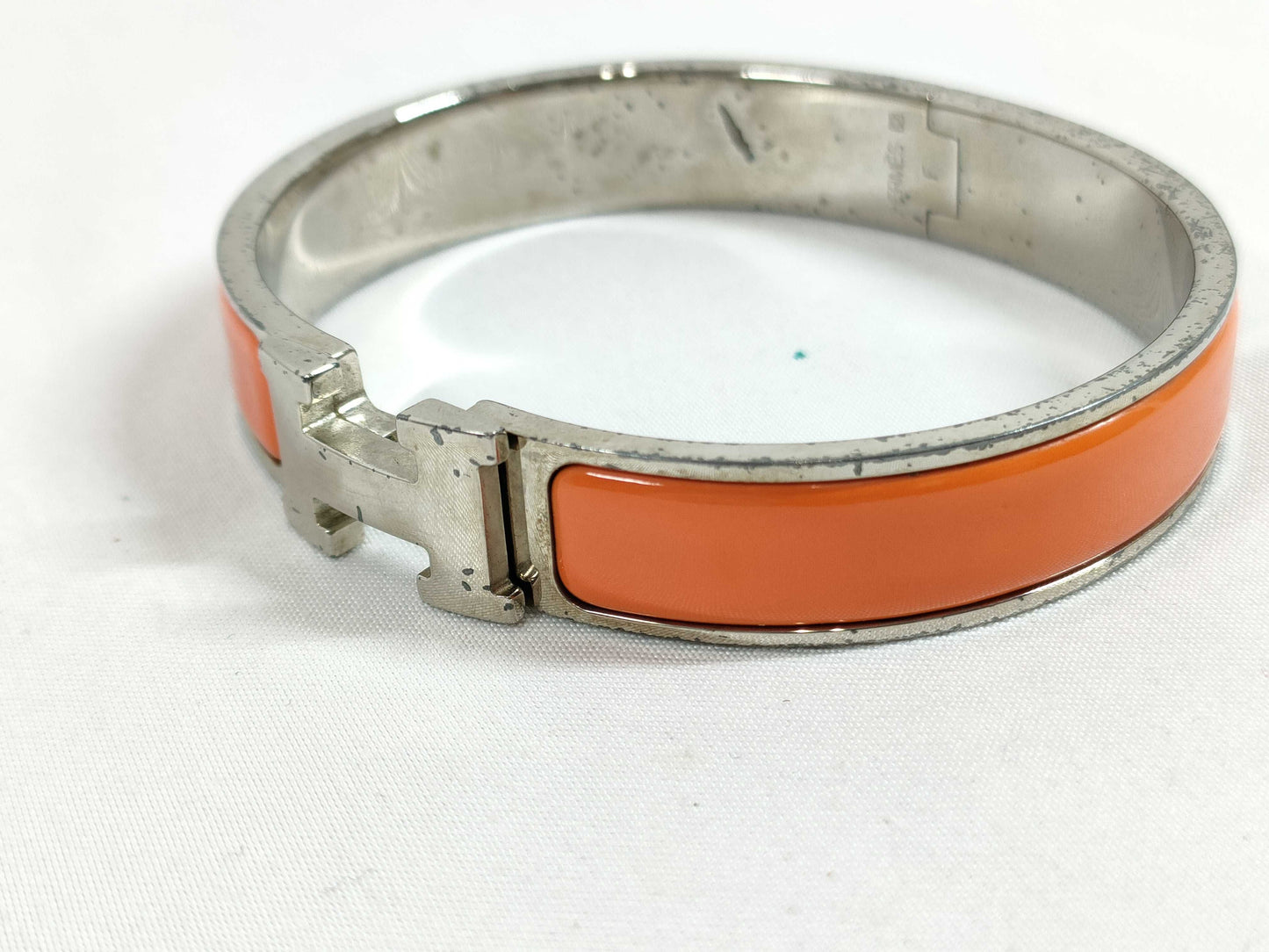 HERMES Click H Silver x Orange Bracelet/Bangle