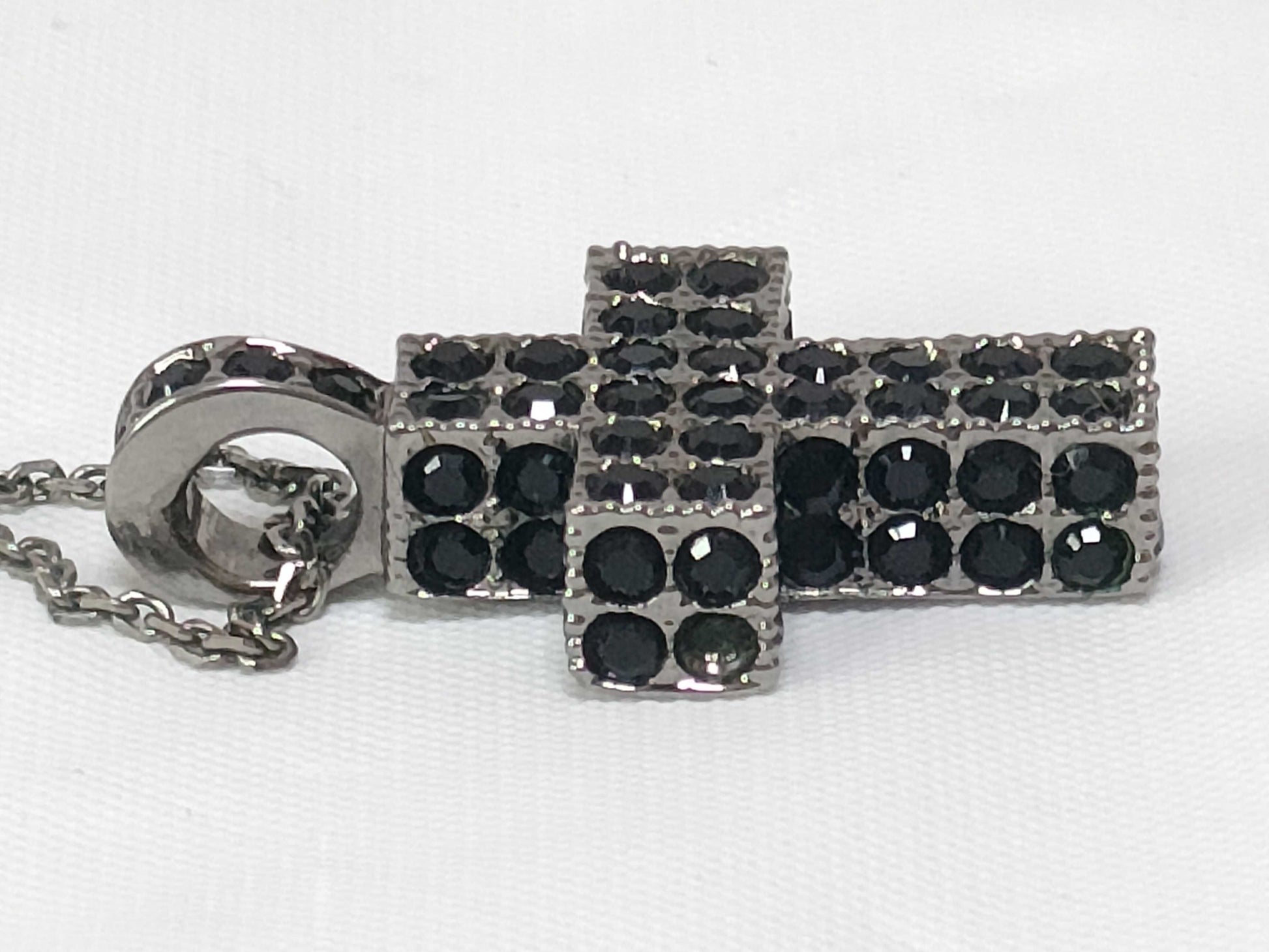 Swarovski Cross Rhinestone Necklace, Black