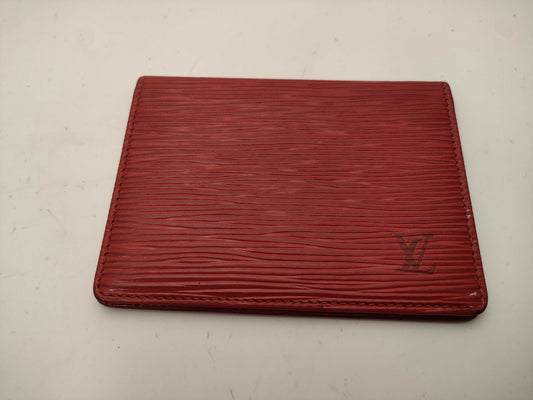 LOUIS VUITTON Epi Porte 2 Cult Vertical Red Card Case/Pass Case/Business Card Holder