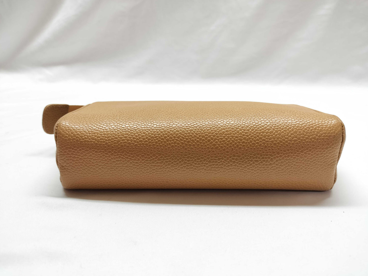 CHANEL Caviar Cosmetic Pouch, Beige, Interior Peeling Caution, No. 3 Pouch