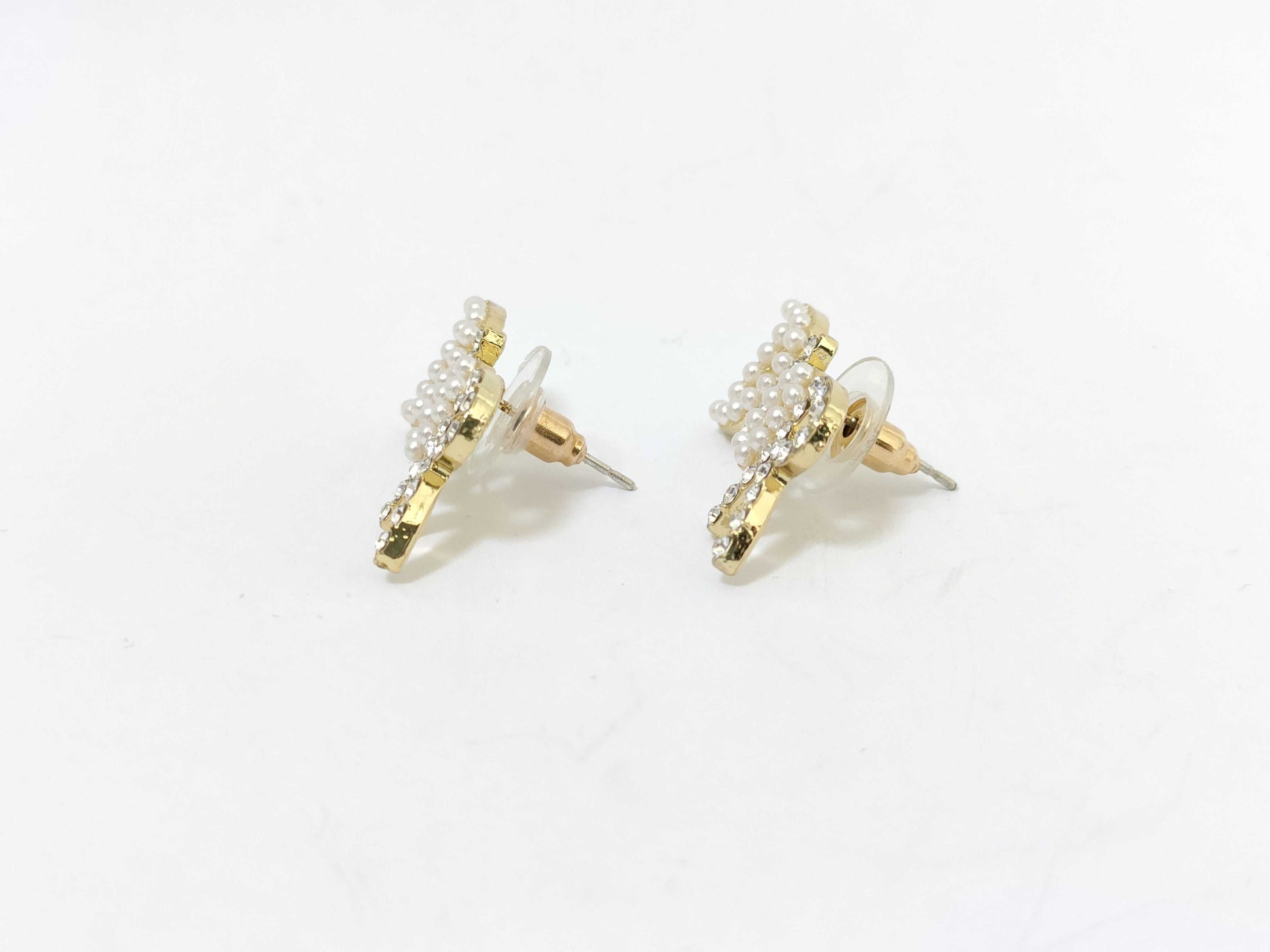 Dior CD logo rhinestone pearl gold earrings