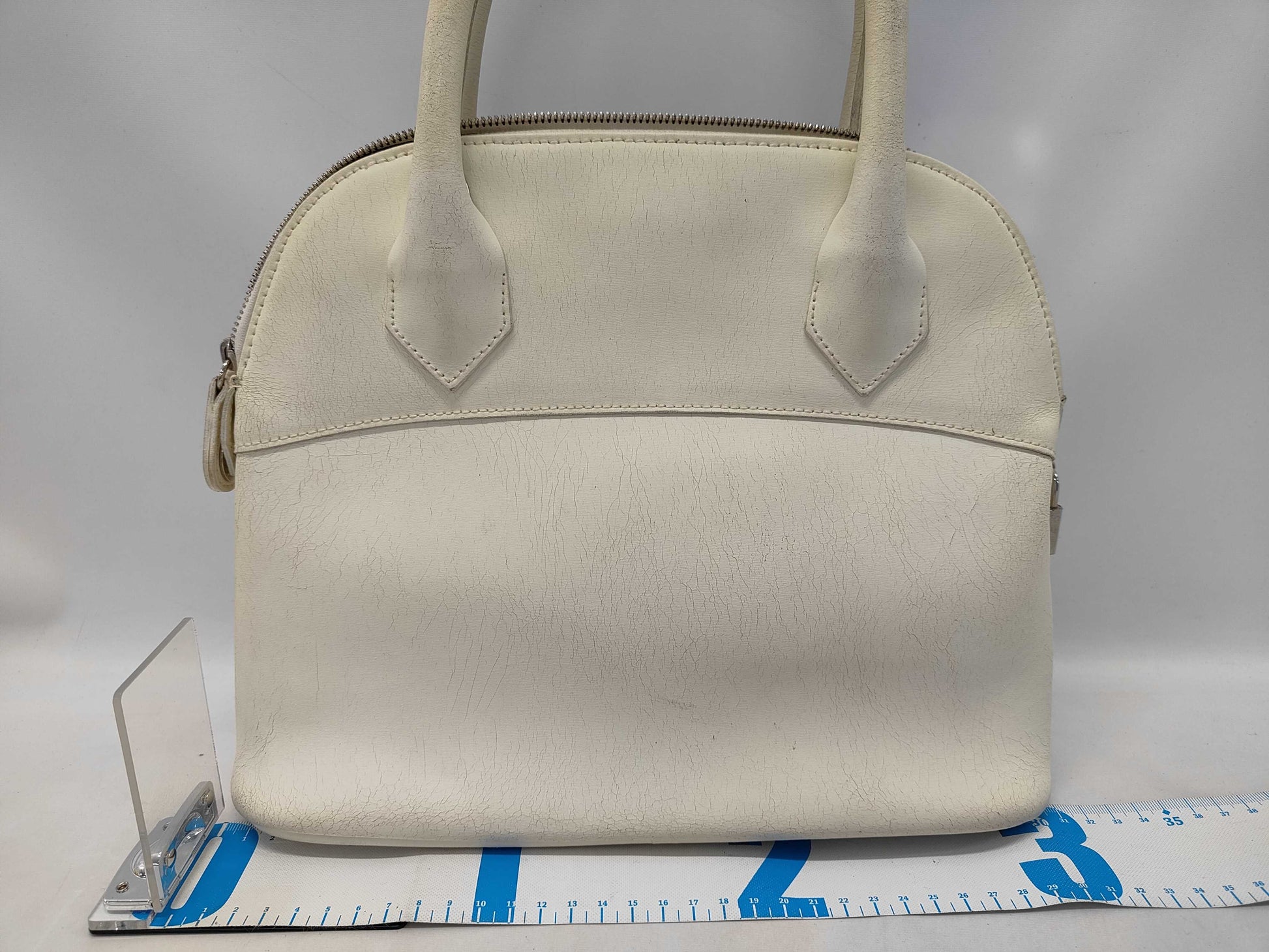 FENDI Leather Handbag with Silver Hardware, White Shoulder Bag