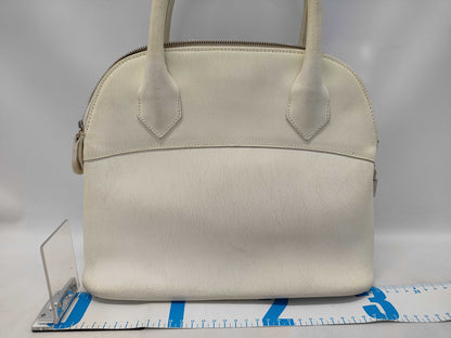 FENDI Leather Handbag with Silver Hardware, White Shoulder Bag