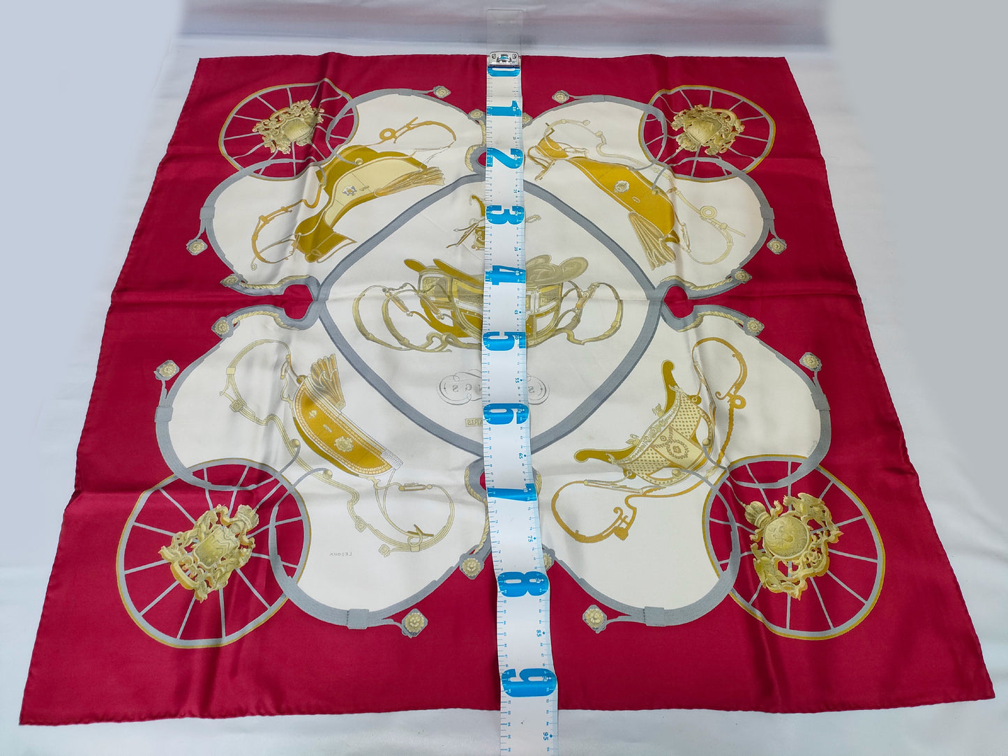 HERMES Carre Carre 90 SPRINGS Red Scarf with Missing Tag