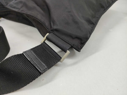 PRADA Nylon Shoulder Bag with Logo Plate, Black Shoulder Bag