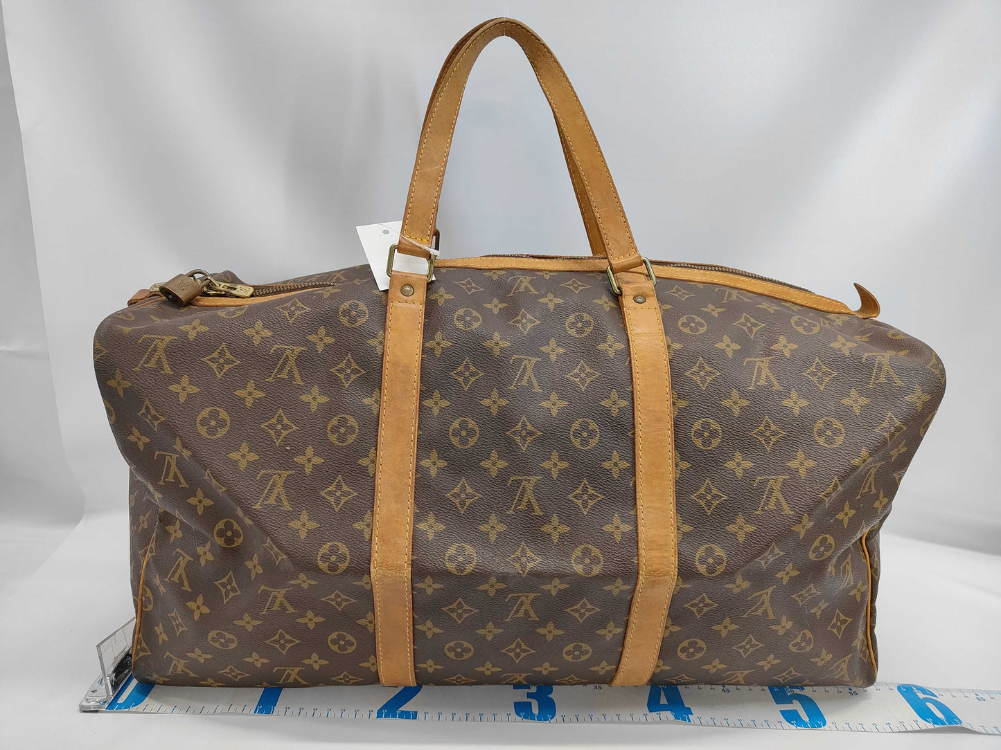 LOUIS VUITTON Monogram Sax Souple 55 Name Tag Boston Bag