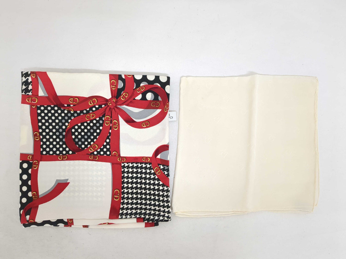 Dior Dot Ribbon Logo Handkerchief Scarf