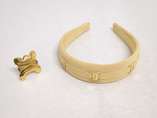 CELINE Triomphe Scarf Ring / Ferragamo Vara Headband Other Accessories