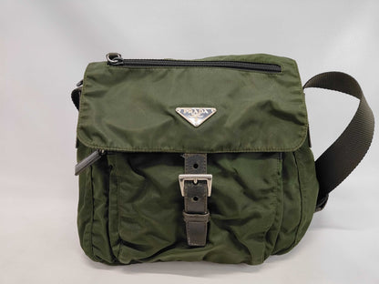 PRADA Nylon Khaki Shoulder Bag
