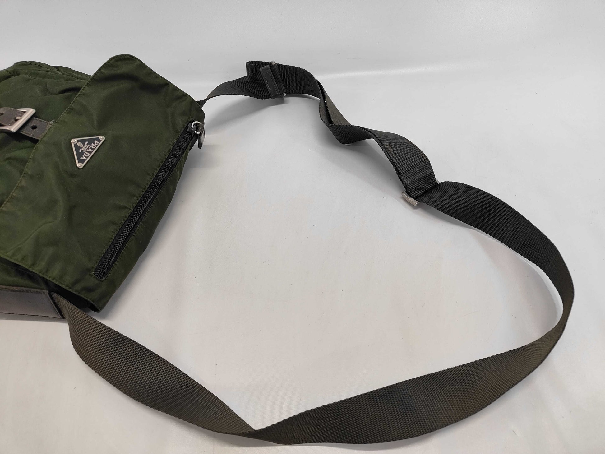 PRADA Nylon Khaki Shoulder Bag