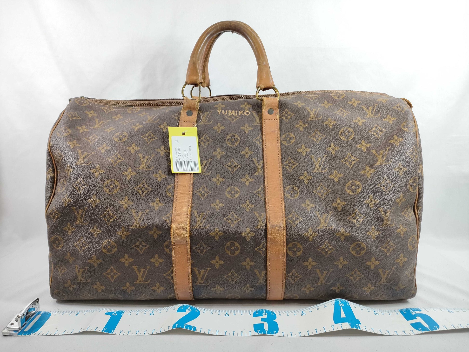 LOUIS VUITTON Monogram Keepall Paper Tag Boston Bag