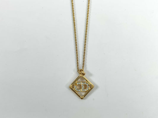 Dior logo necklace with stone and gold accents
