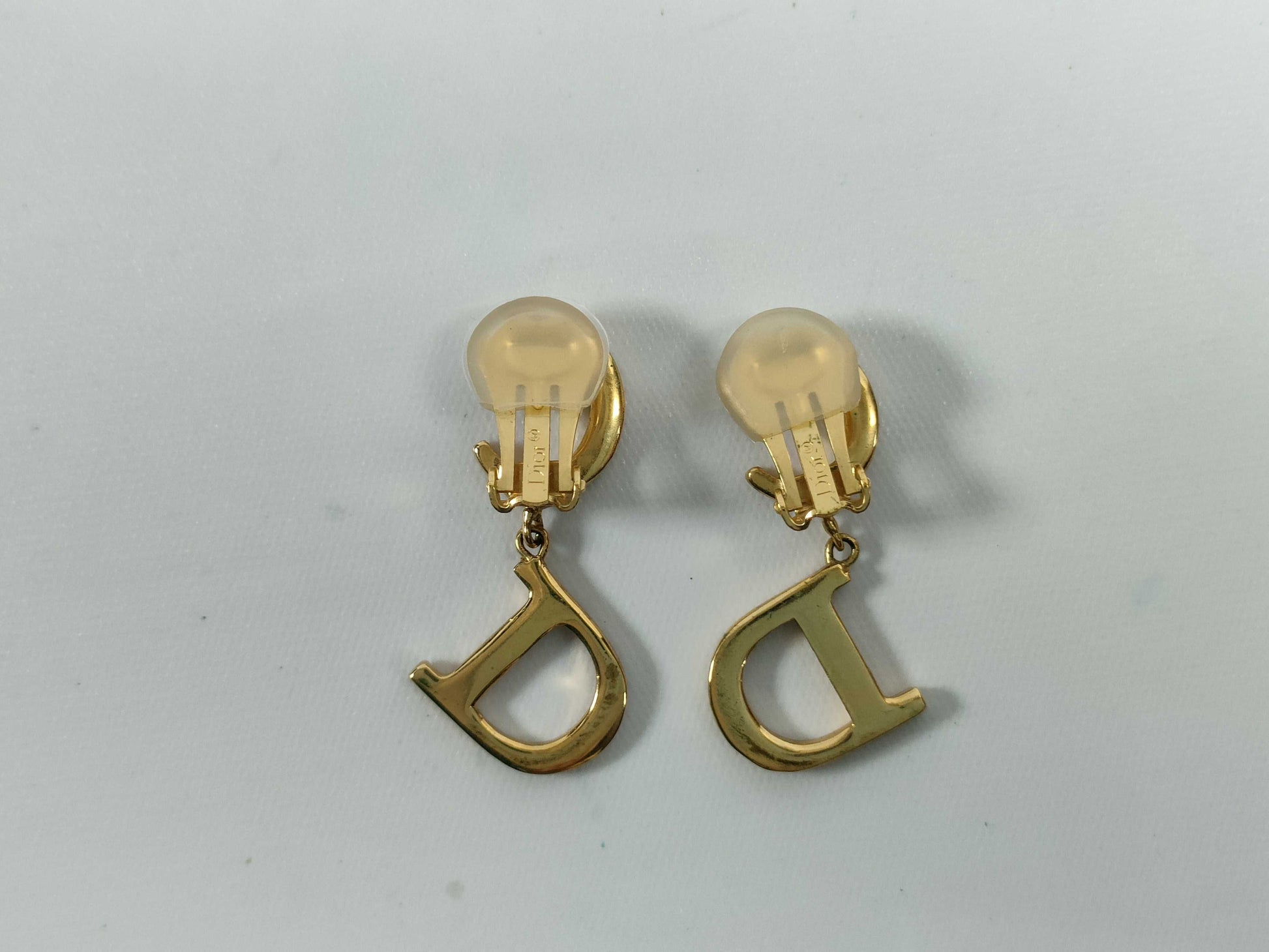 Dior Logo Earrings Stone Gold Earrings
