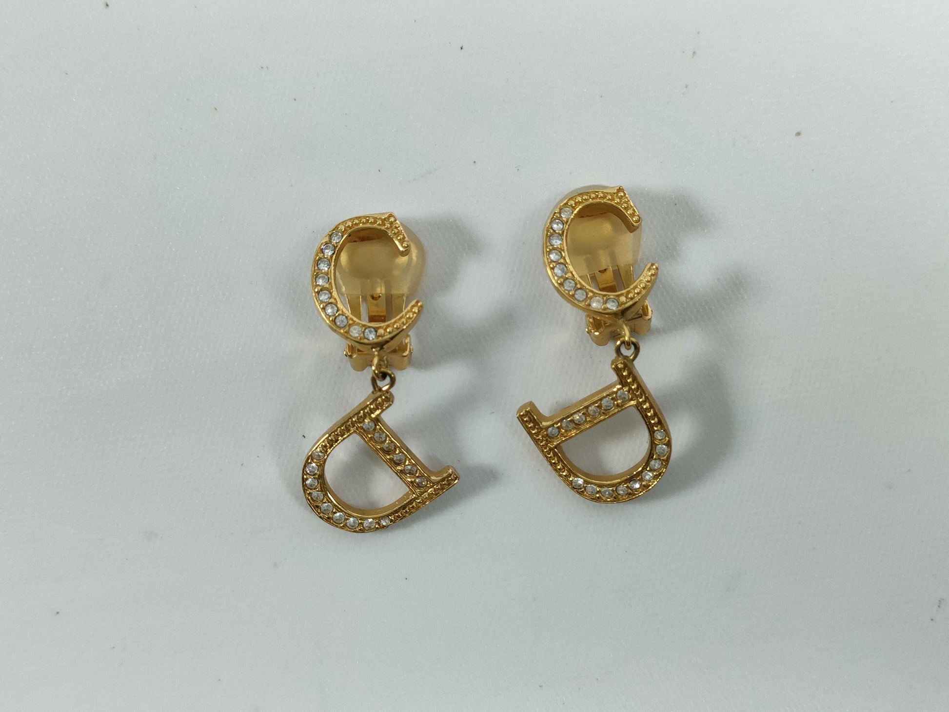 Dior Logo Earrings Stone Gold Earrings