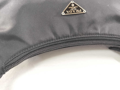 PRADA Nylon Triangle Plate Mini Handbag Black
