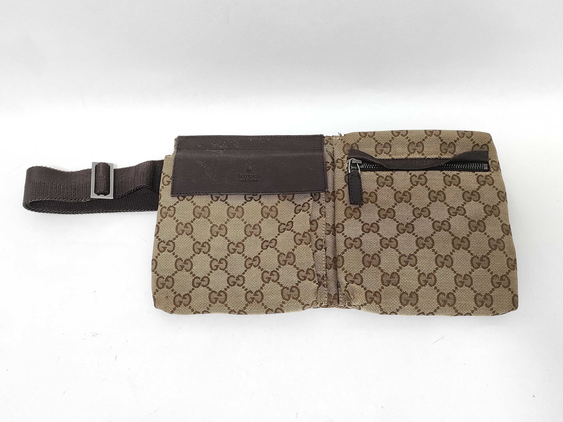 GUCCI GG Canvas Waist Bag Beige