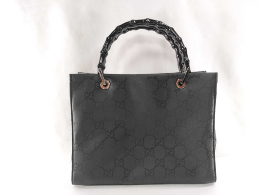 GUCCI Bamboo GG Canvas Nylon Handbag 002.1016.002058