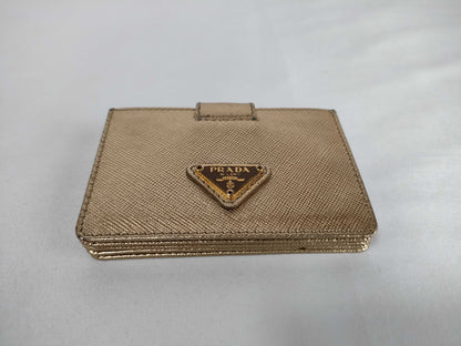 PRADA Saffiano Leather Card Case with Triangle Logo, Card Case, Pass Case, Business Card Case