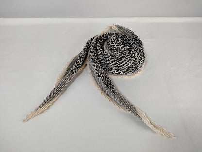 HERMES Carre Pleated Carre Black White Scarf