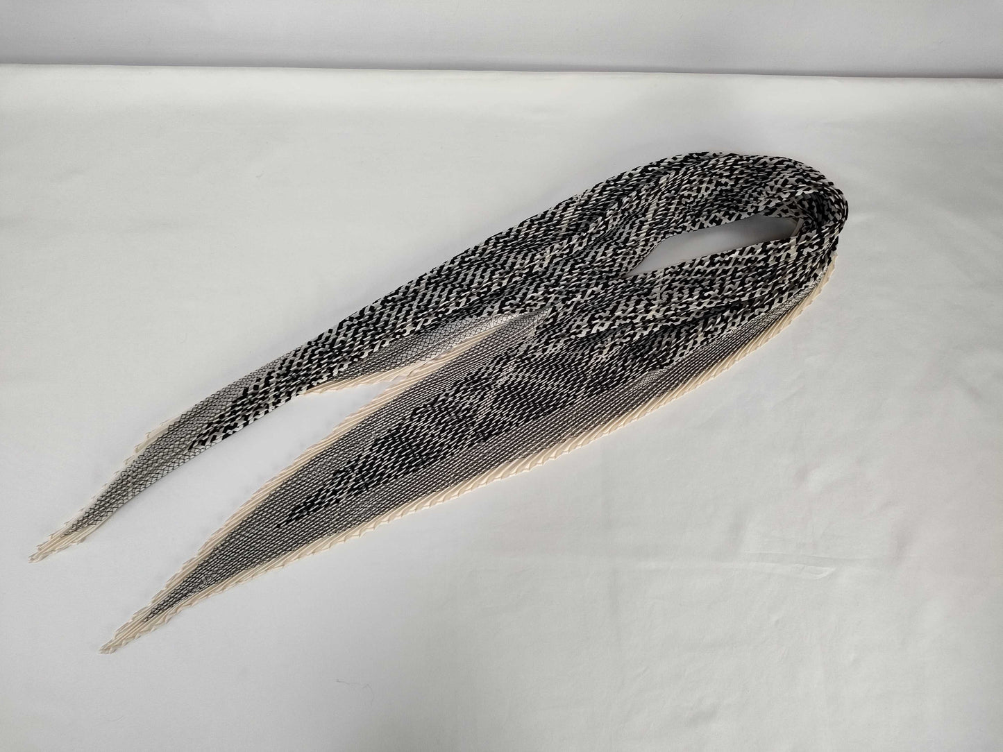 HERMES Carre Pleated Carre Black White Scarf