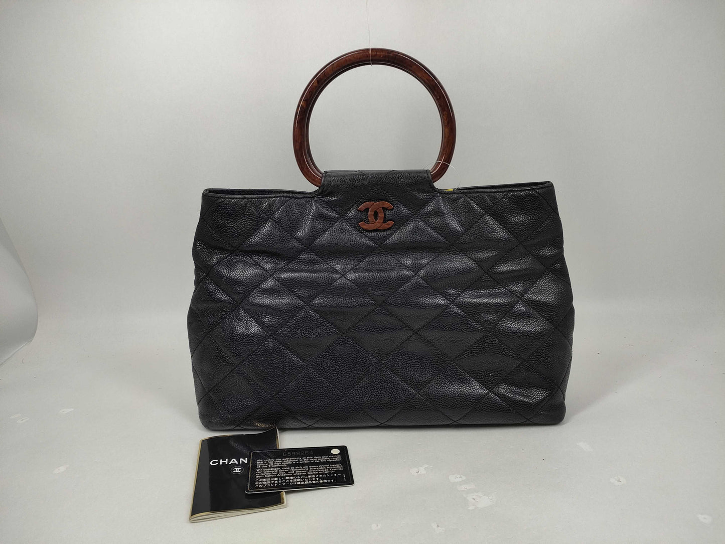 CHANEL Caviar Skin Tortoiseshell/Matelasse Handbag