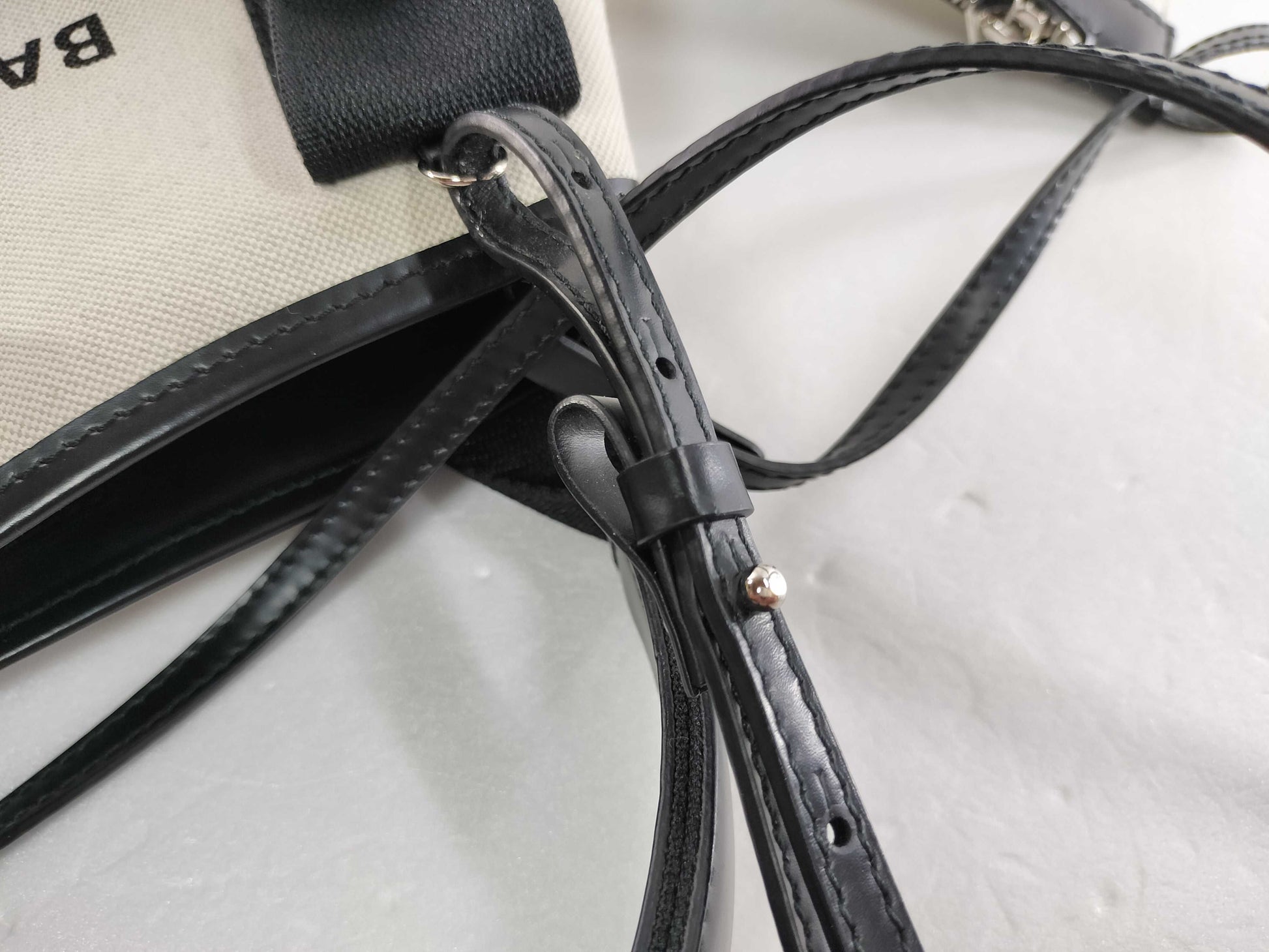 BALENCIAGA Canvas White x Black Handbag