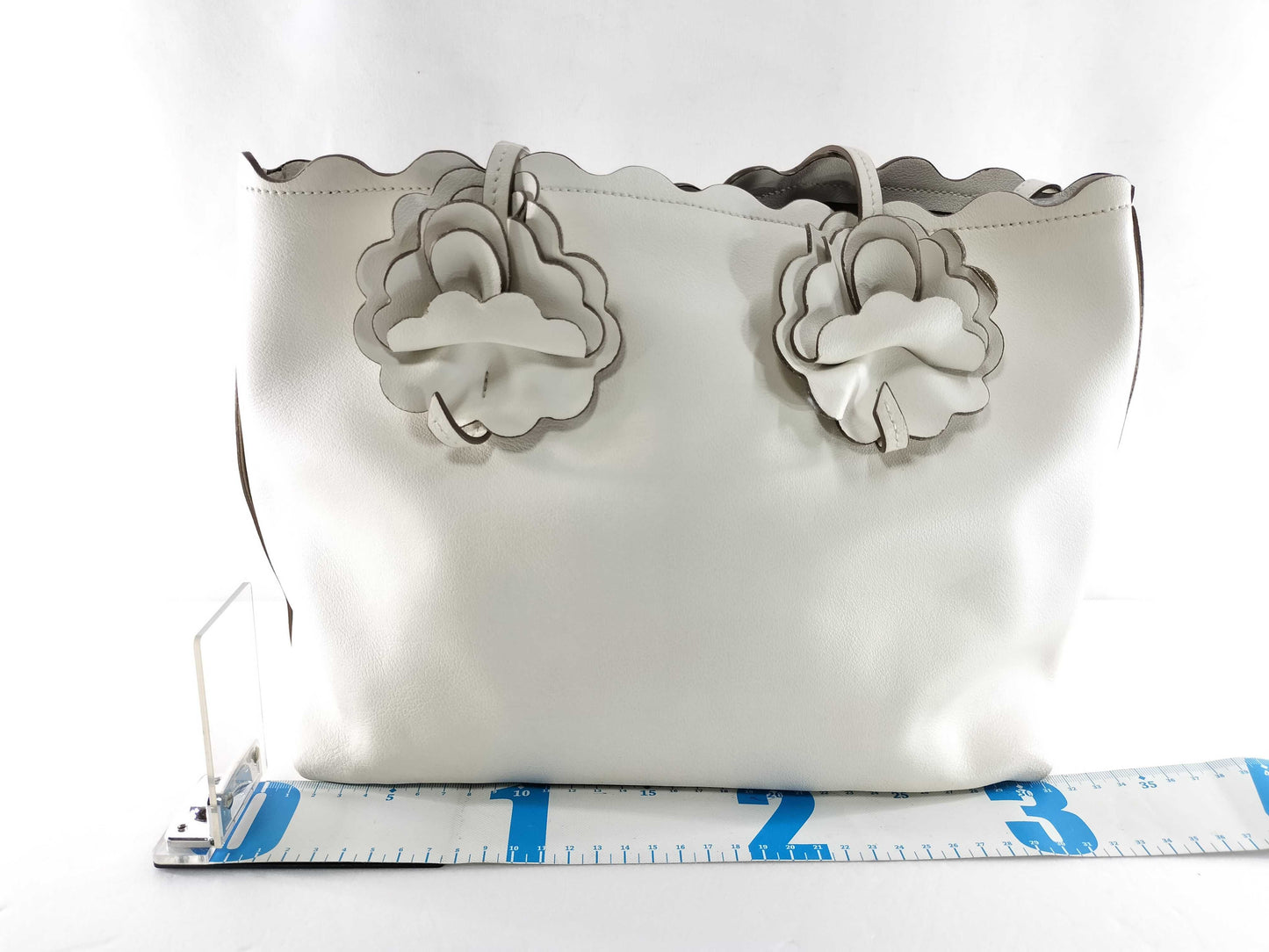 Miu Miu Flower Tote Bag with Pouch, White