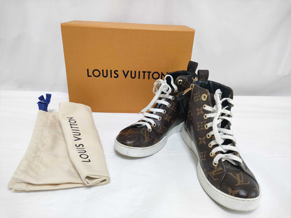 LOUIS VUITTON Side Zip Size 34 Partial Patent Leather Sneakers