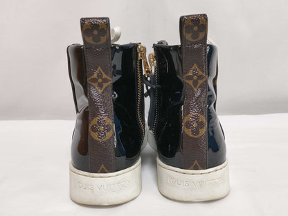 LOUIS VUITTON Side Zip Size 34 Partial Patent Leather Sneakers