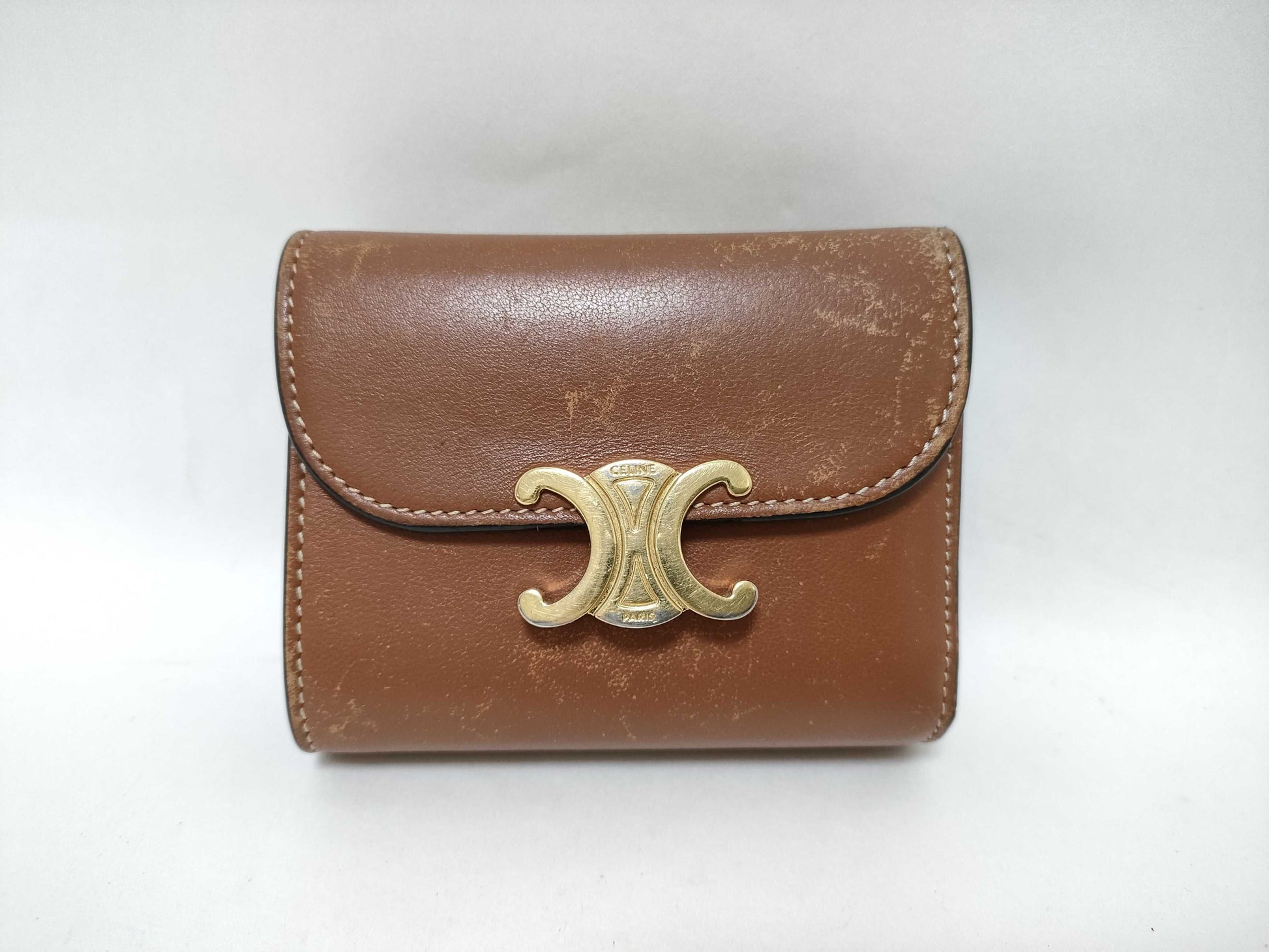 CELINE Trim Off Leather Wallet