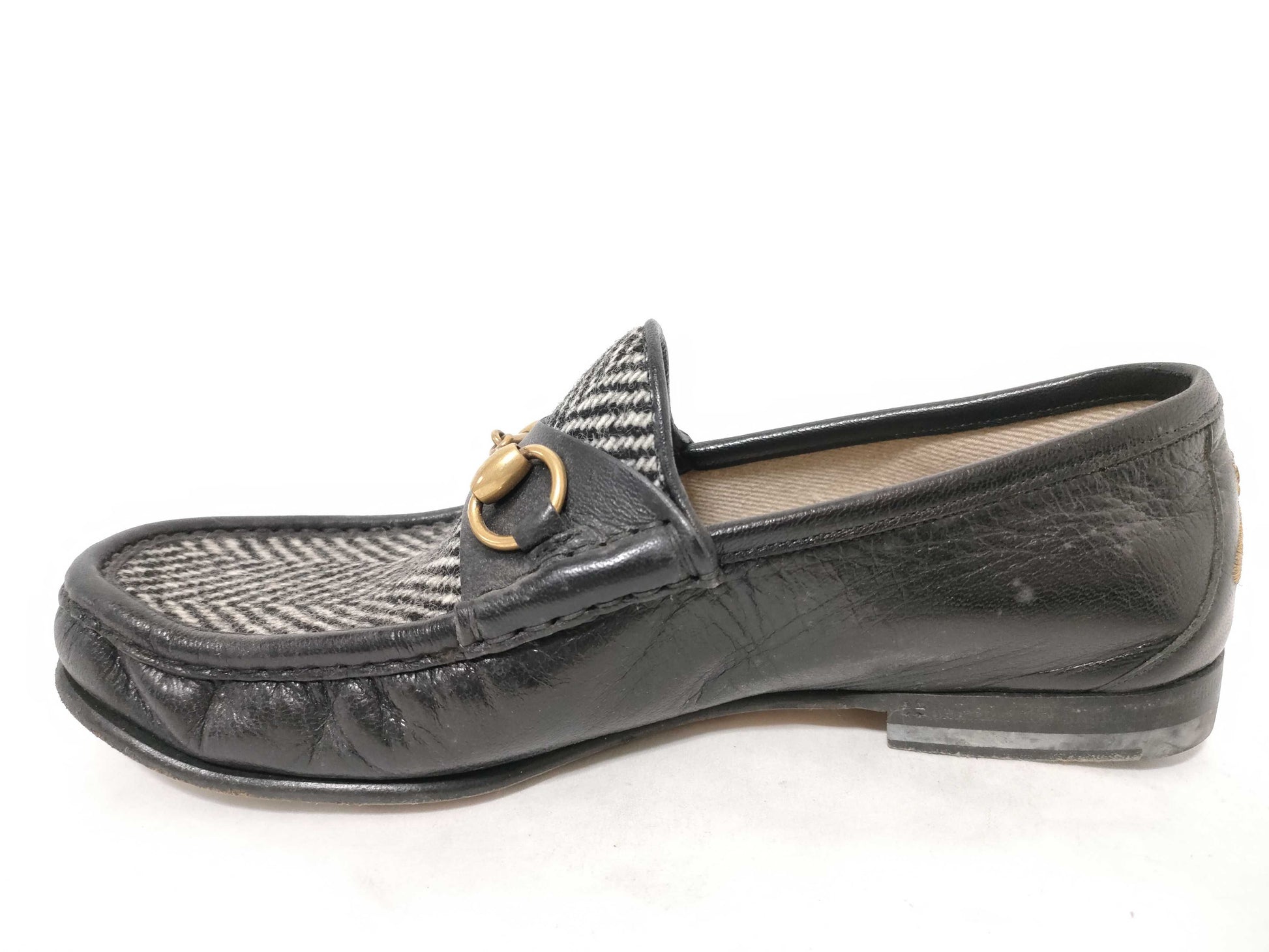 GUCCI Jackie hardware tweed loafers