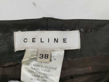 CELINE Leather Pants with Metal Plates and Mildew