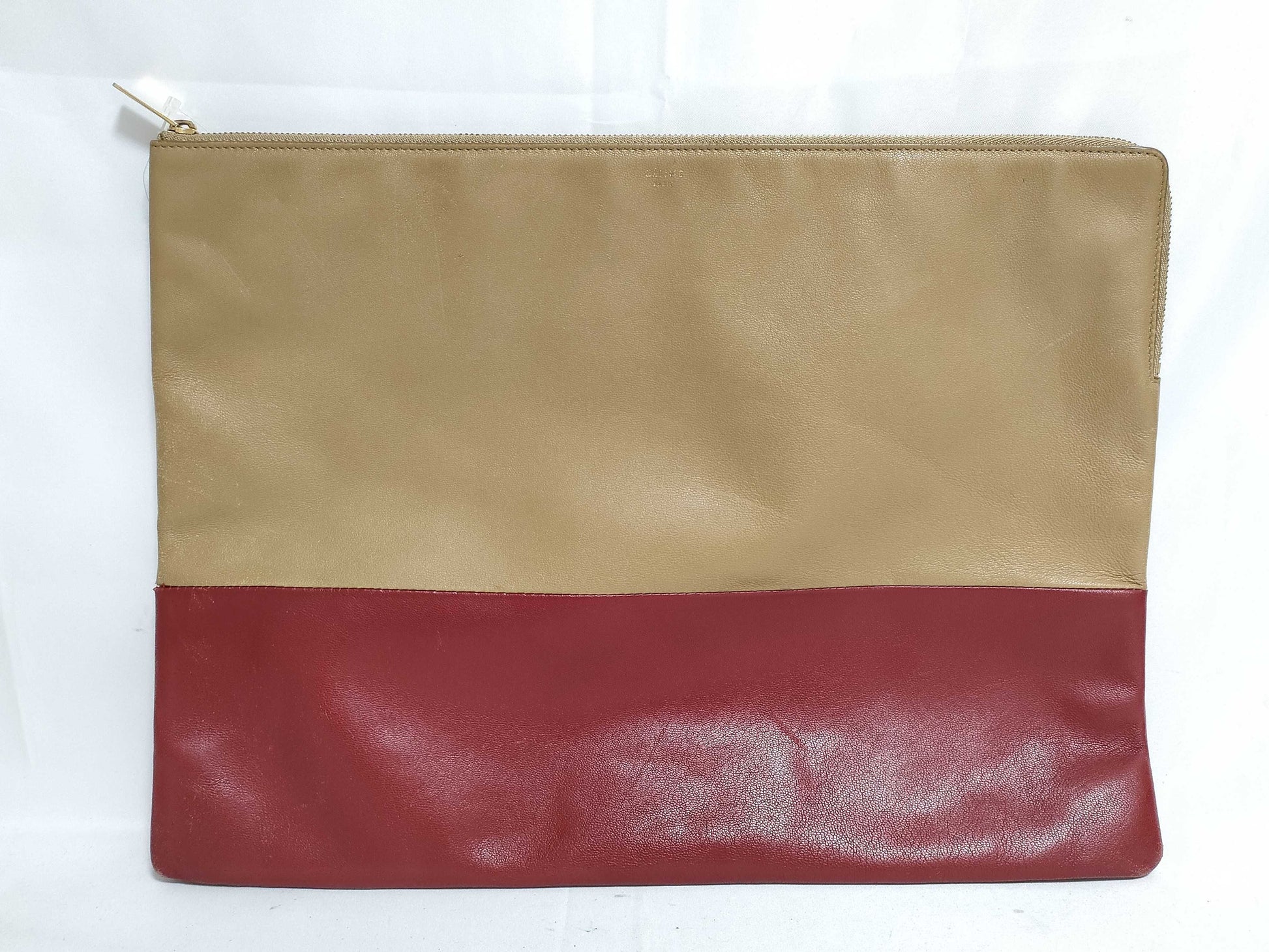 CELINE Leather Clutch Two-Tone Clutch Bag