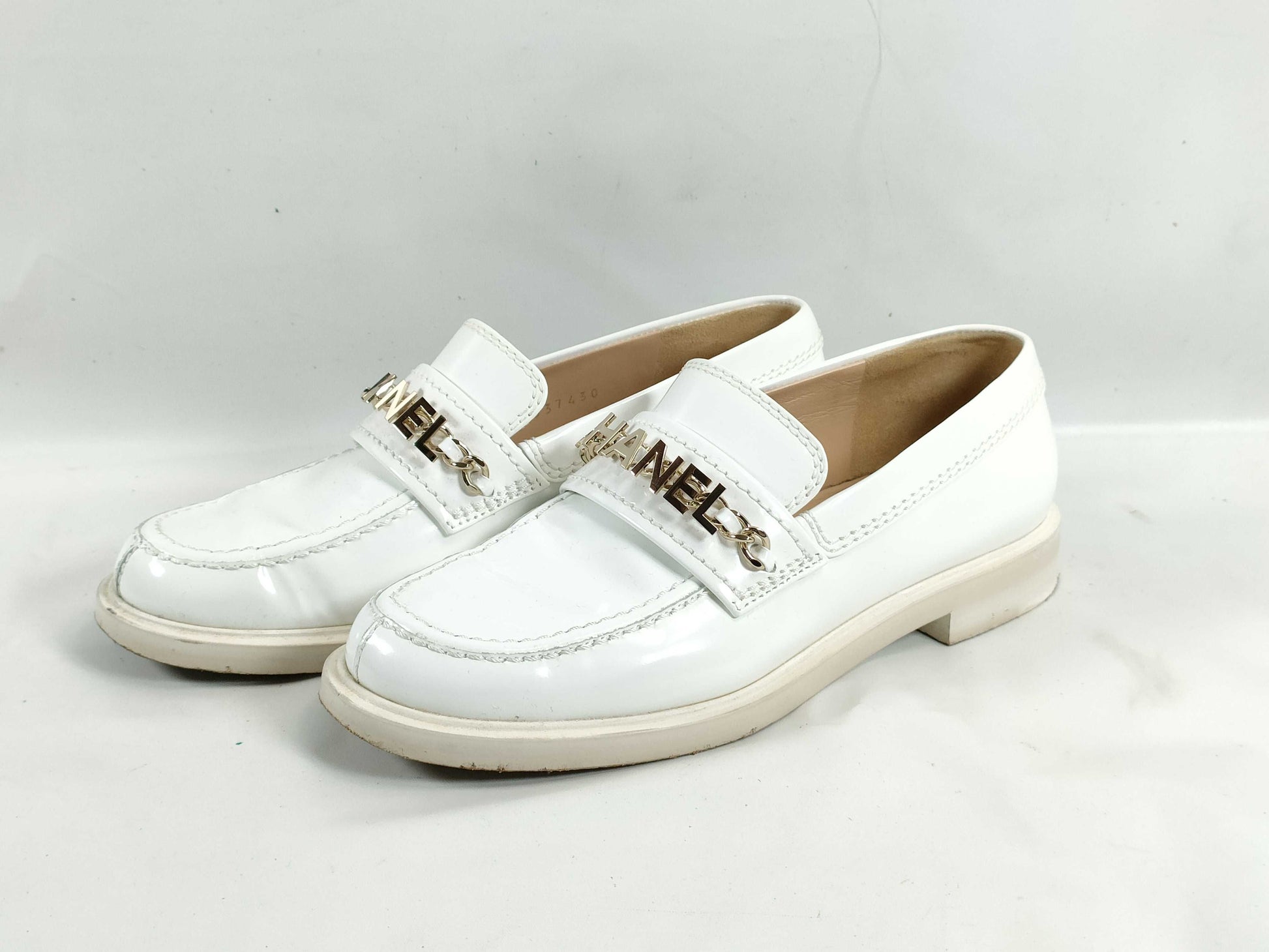 CHANEL logo loafers