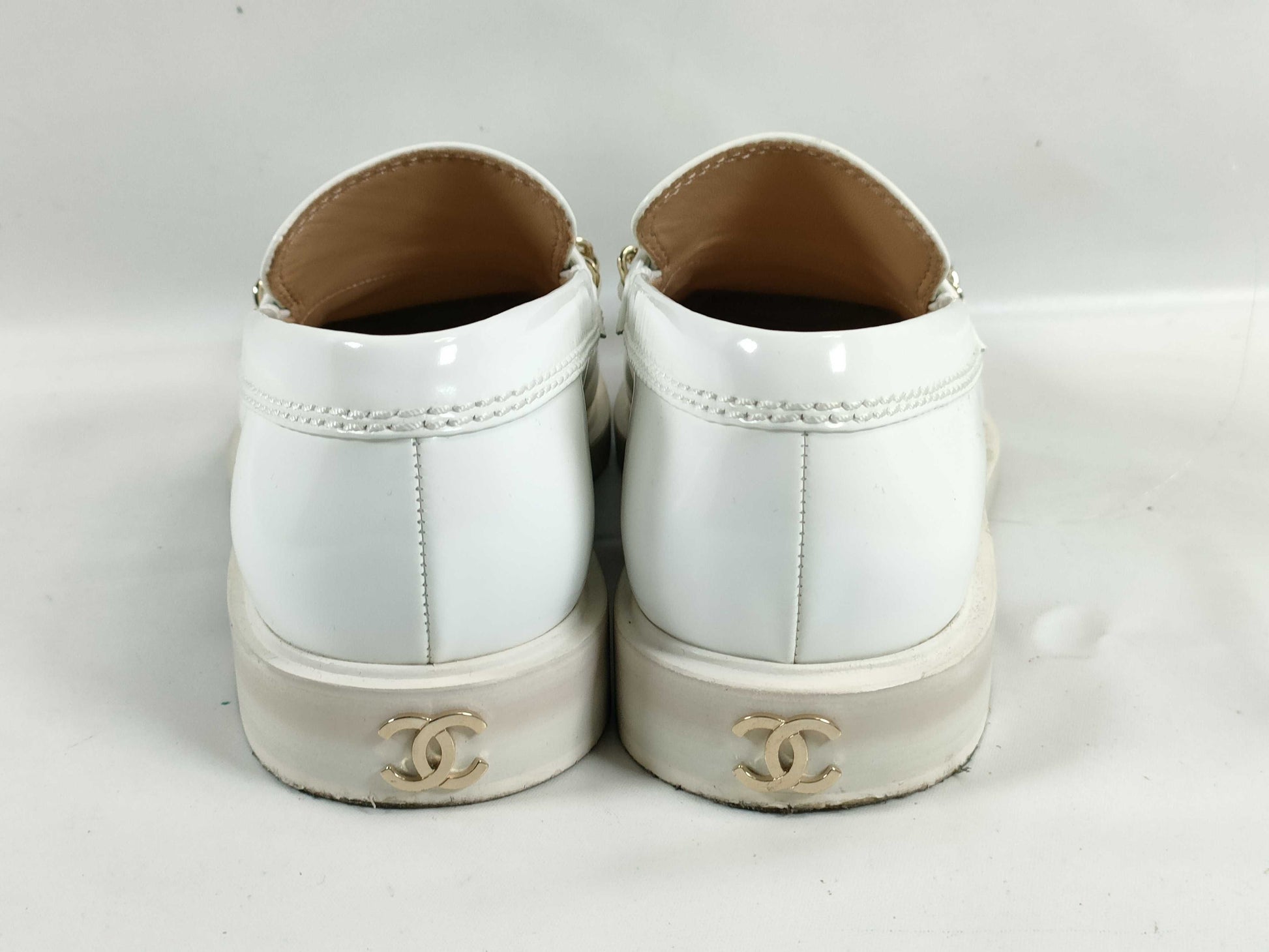 CHANEL logo loafers