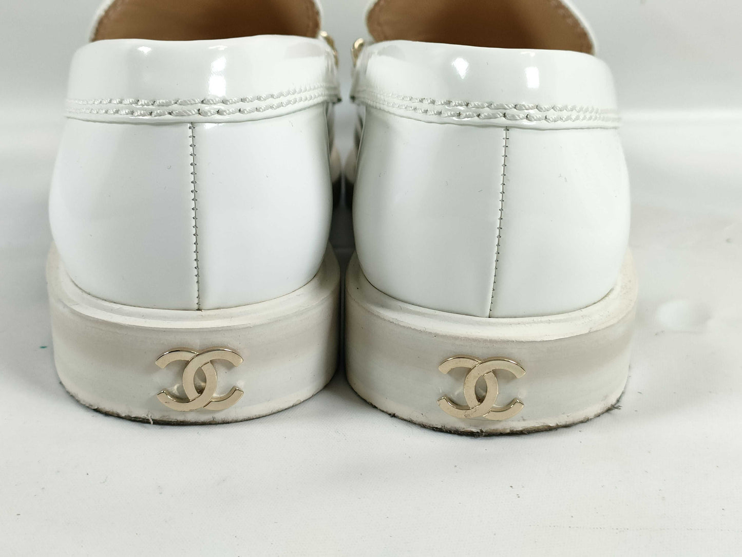 CHANEL logo loafers