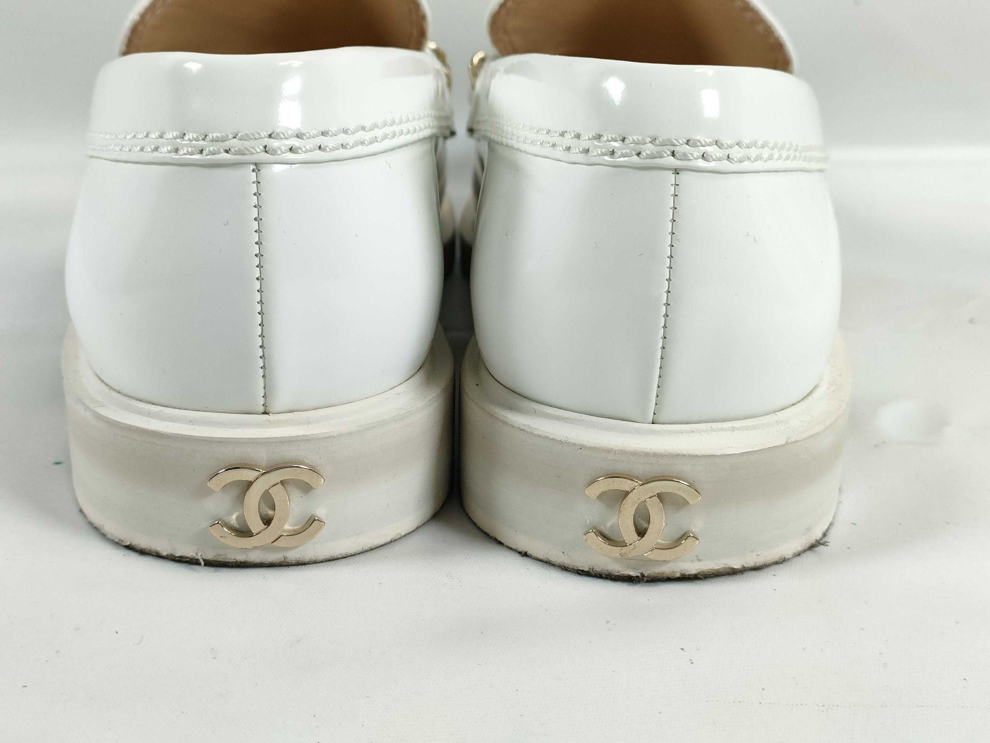 CHANEL logo loafers