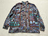 GUCCI Old Gucci Silk Shirt with Leaf Pattern and Gold Buttons 203 0681 7033 Shirt